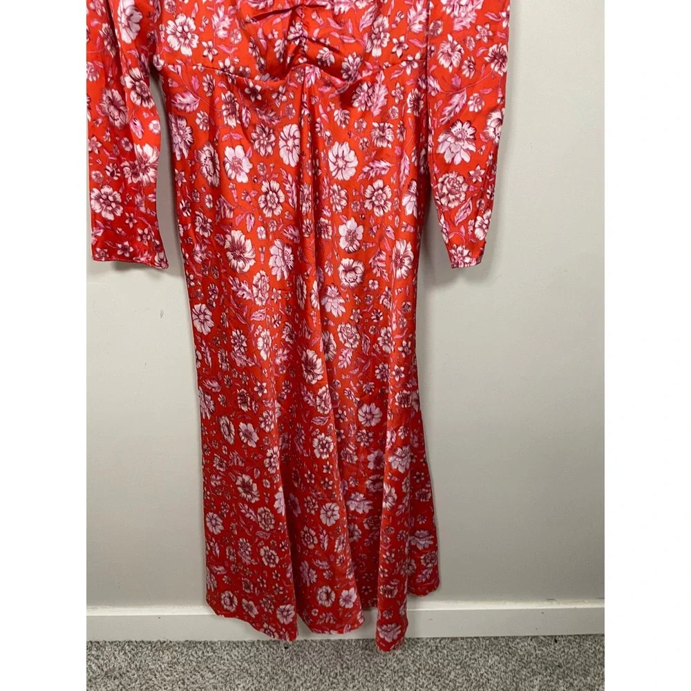 J.Crew Featherweight Satin Midi Dress in Poppy Fields Size 14 Wedding Guezt